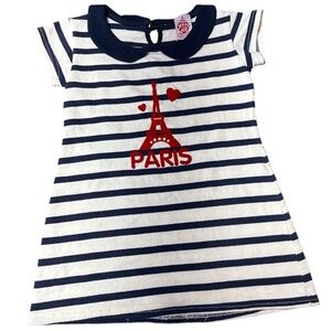 White and Blue Casual Dress with Peter Pan Collar